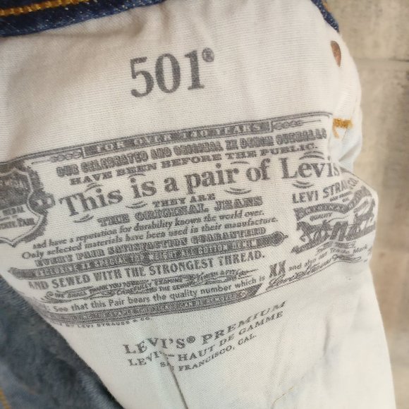 Levi's 501 Premium Button Fly HighRise Original Fit Straight Leg Jean 28w/Measur - Picture 14 of 16
